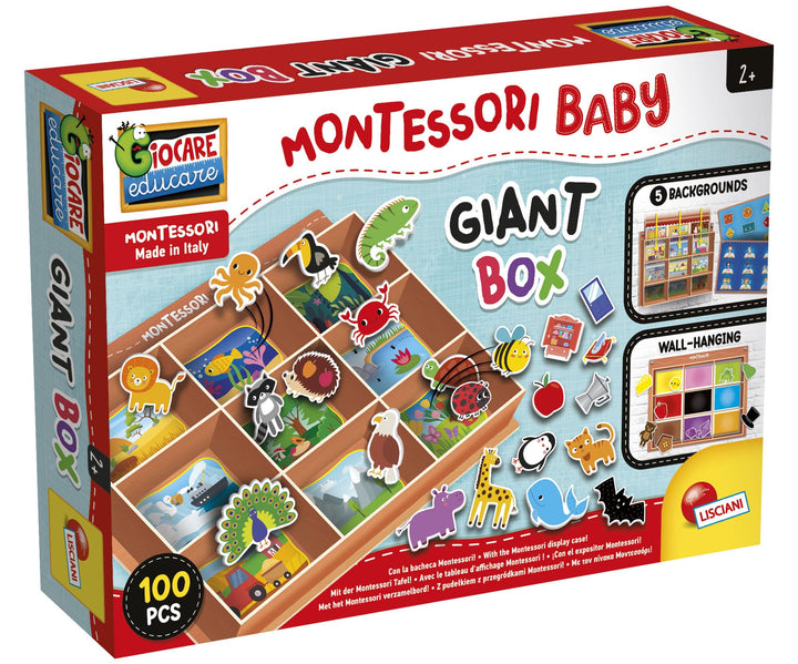 Lisciani - MONTESSORI - Riesenbox - Lernspiel - Austauschbarer Hintergrund - Viele Aktivitäten - Kla