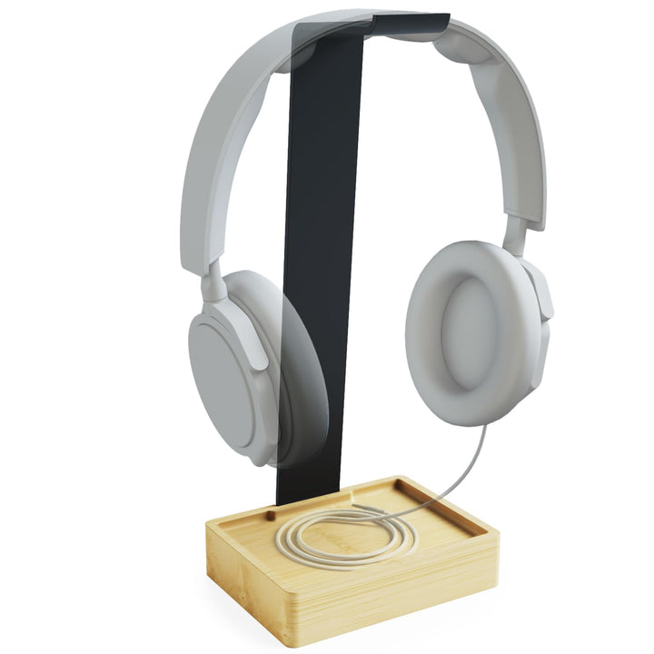 KD Essentials – Headset Ständer & Kopfhörer Halter, plastikfrei aus extrem stabilem Metall und Bambu