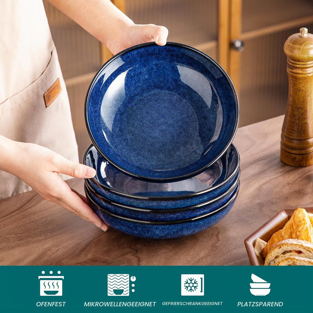 vancasso Stern Suppenteller 4er Set, 1140 Ml grossen Pastateller, Spaghetti Tiefteller, Nudelschalen