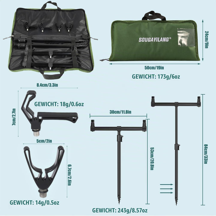 Sougayilang Angelrutenständer-Set, Aluminiumlegierung Feeder Karpfenangeln Rutenpodest-Set Angelausr