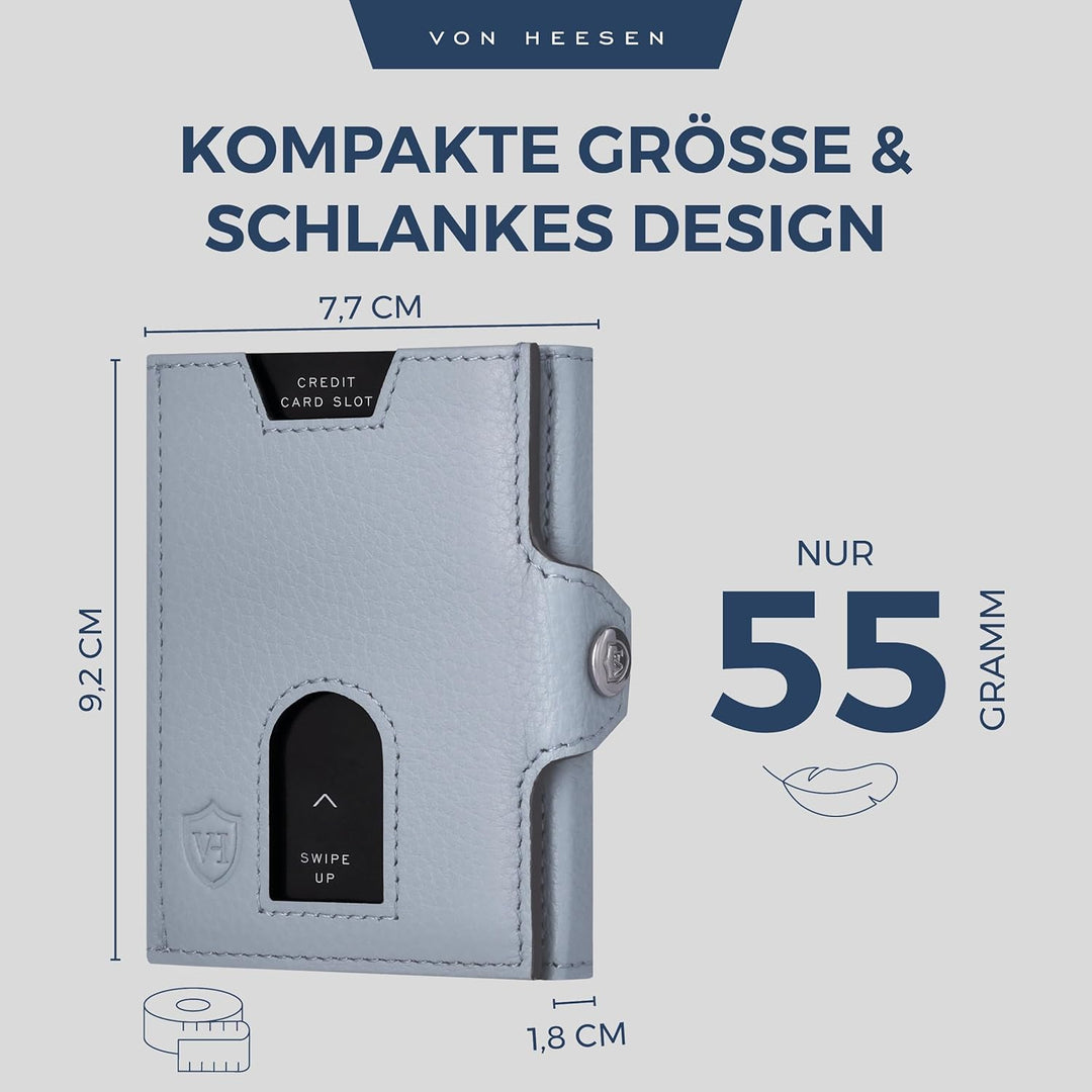 VON HEESEN Slim Wallet mit RFID Schutz - Geldbörse Herren klein - Mini Geldbeutel Damen Portmonee -