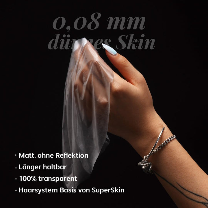 Lordhair Perücke für Herren, Toupet Herren aus natürlichem Echthaar, 0,08 mm vorn, 1/2 Zoll, V-loope