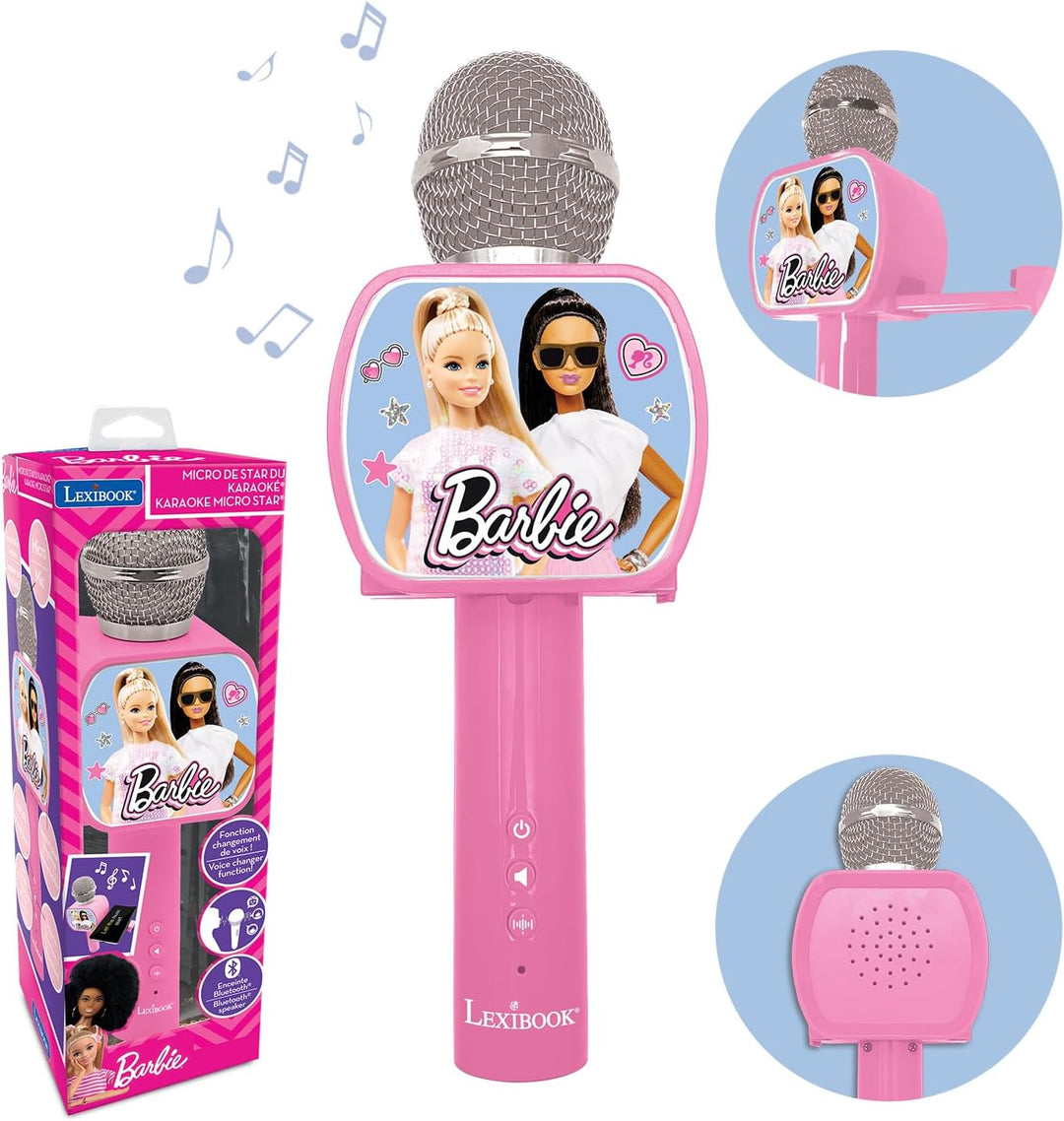 Lexibook MIC240BB Barbie, Bluetooth-Mikrofon mit Sprachwechselfunktion, inkl. Handyhalter, integrier