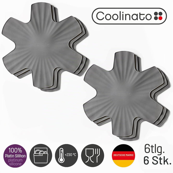 Coolinato - Pfannenschoner aus Silikon 6er Set 35 cm Grau - Universeller Topfuntersetzer, Pfannensch