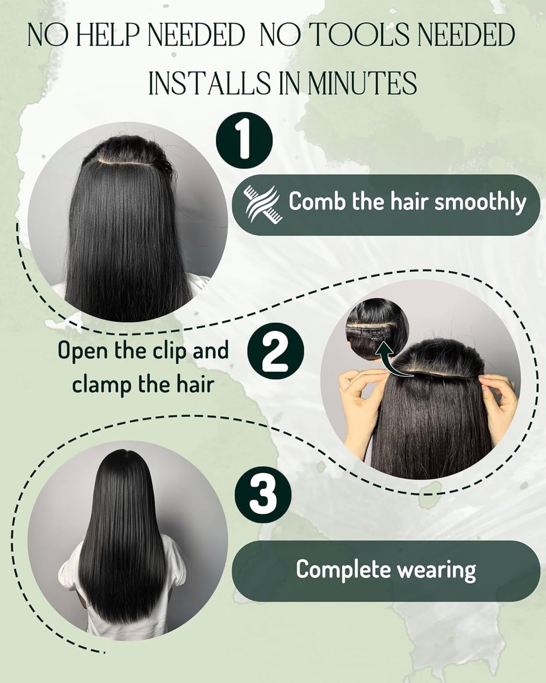 RUNATURE Extensions Clip in Echthaar Aschbraun mit Platinblond Remy Haarverlangerung Echthaar Clip i