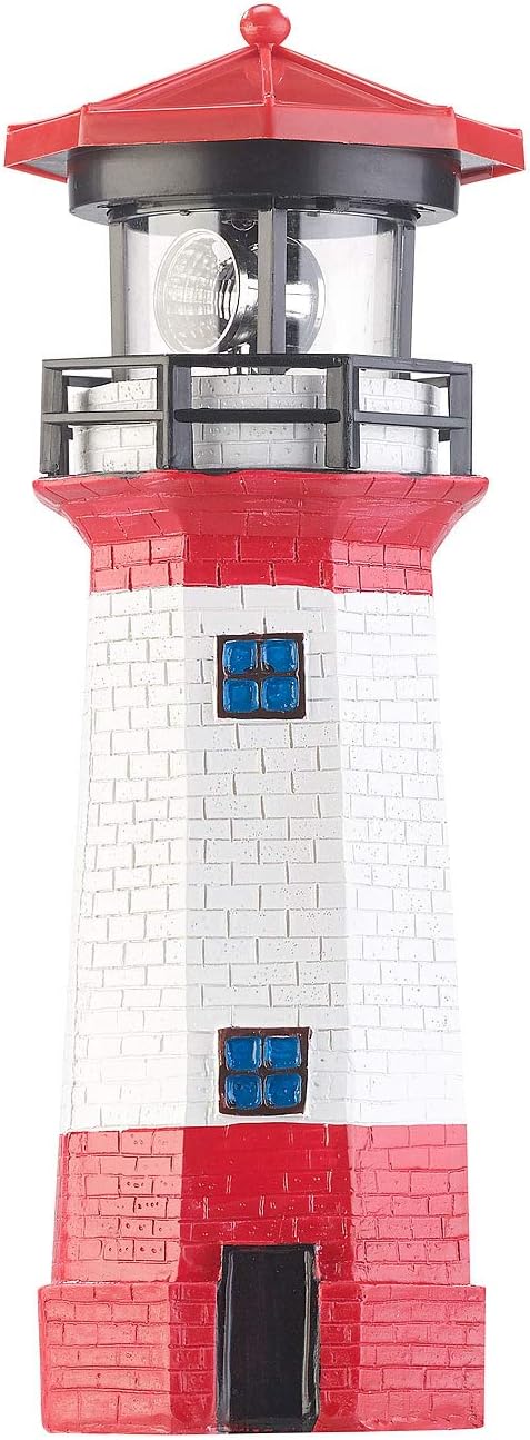 Lunartec Leuchtturm Deko Garten: 2er-Set Solar-Deko-Leuchttürme mit LED-Licht & drehendem Reflektor