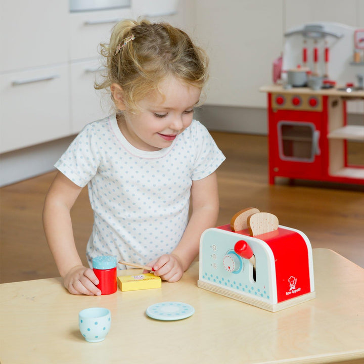 New Classic Toys 10701 New Classic Toys-10701-Kinderrollenspiele-Toaster mit Zubehör, Rot, Toaster,