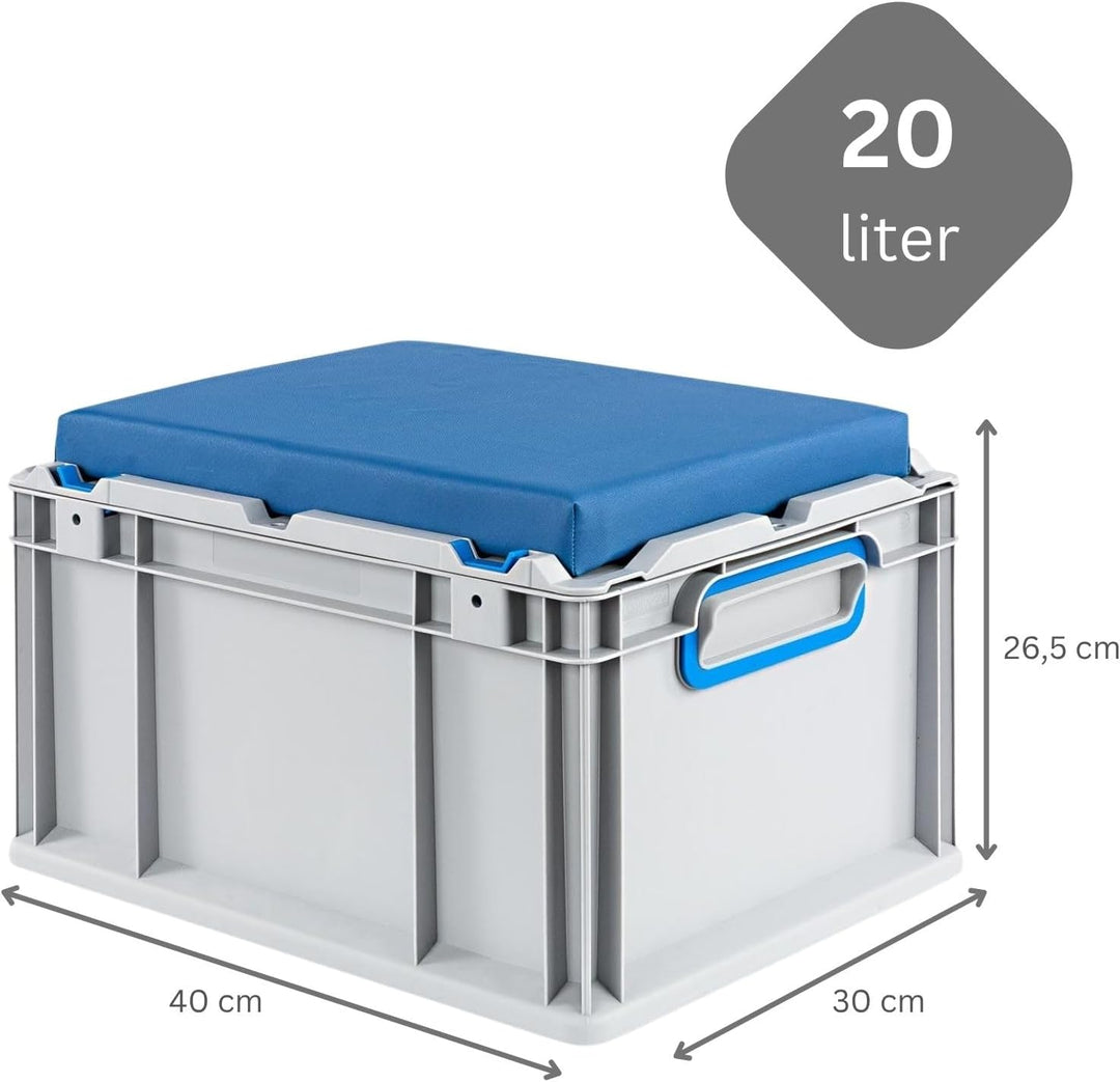 PROREGAL SparSet 6x Eurobox NextGen Seat Box Blau | HxBxT 26,5x30x40cm | 20 Liter | Griffe geschloss