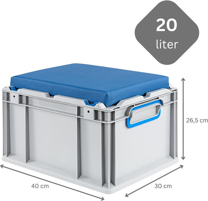 PROREGAL SparSet 6x Eurobox NextGen Seat Box Blau | HxBxT 26,5x30x40cm | 20 Liter | Griffe geschloss