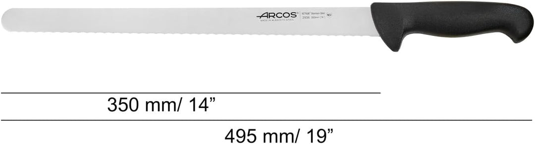 Arcos Kuchenmesser Flexibel 35 cm - Gezahnte Edelstahlklinge NITRUM - Präziser Schnitt - Schwarzer P