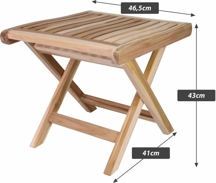 Divero Klapp-Hocker MASIRA aus Teak Holz unbehandelt - Farbe: Natur-Braun