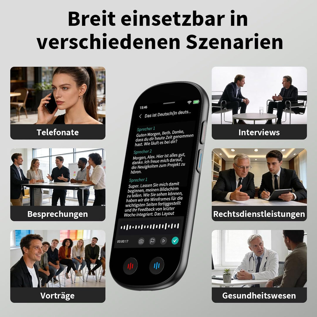 Note AI Digitales Diktiergerät mit Playback,80GB aufnahmegerät Unterstützt kostenlose Online-Transkr