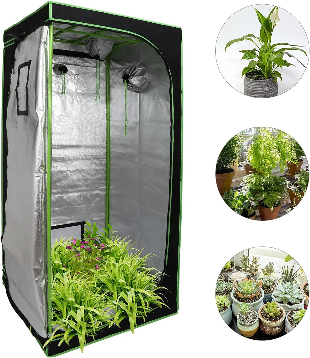 Growzelt, 100x100x200cm Grow Tent, 600D Oxford Grow Schrank, Lichtdicht und Wasserdicht Growschrank