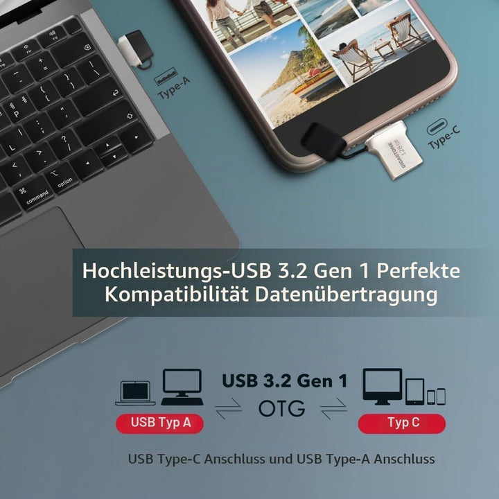 GIGASTONE 128GB Nano Luxus Dual-Laufwerk (2 Stück) Z50 USB 3.2 Gen 1, 2-in-1 Type-A & Type-C, 100MB/