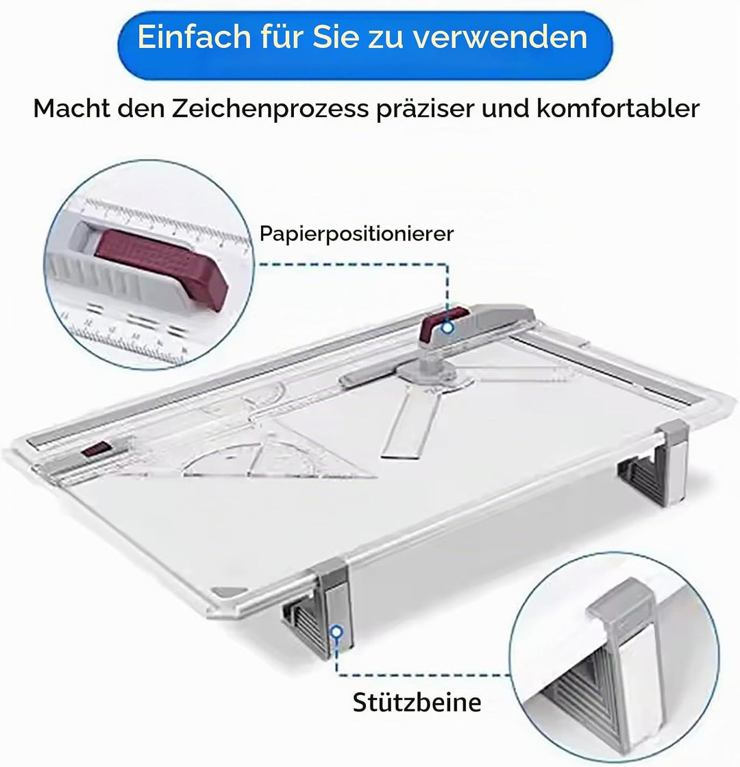 NEWFUN Zeichenplatte A3, Zeichenbrett A3, Drawing Board, Multifunktionales Zeichenbrett für das Tech
