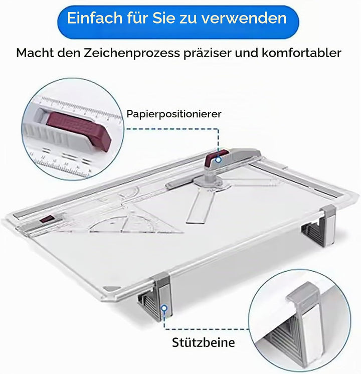 NEWFUN Zeichenplatte A3, Zeichenbrett A3, Drawing Board, Multifunktionales Zeichenbrett für das Tech