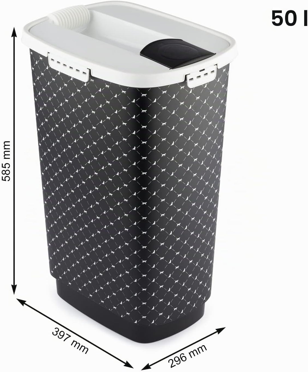 Rotho Cody Tierfutterbehälter Deckel, lebensmittelechter Kunststoff (PP) BPA-frei, schwarz, 50l, (39