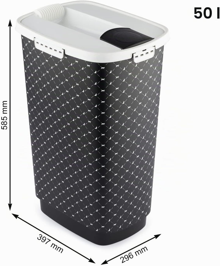 Rotho Cody Tierfutterbehälter Deckel, lebensmittelechter Kunststoff (PP) BPA-frei, schwarz, 50l, (39