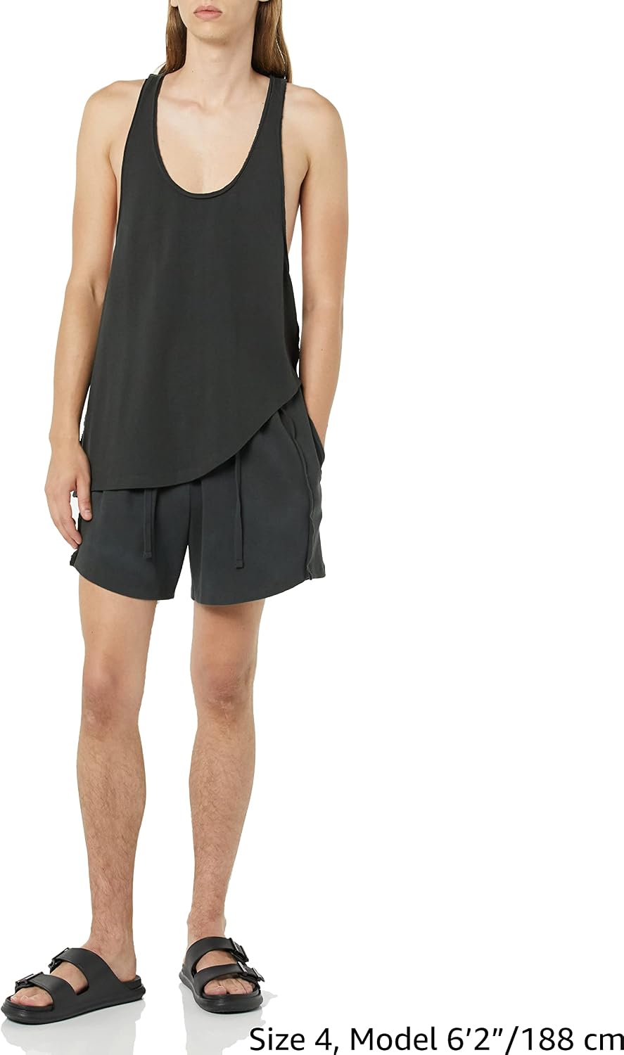 Jersey-Tanktop für alle Geschlechter, Geschwungener Saum 3 Schwarz Geschmirgelt, 3 Schwarz Geschmirg