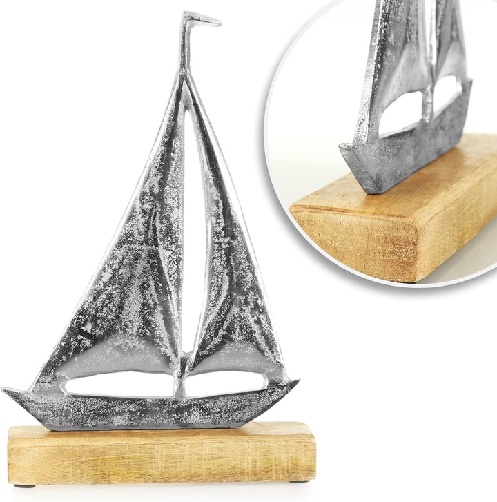 com-four® Segelschiff, Segelboot - Maritimer Aufsteller - Metall-Schiff - Deko-Schiff aus Metall und