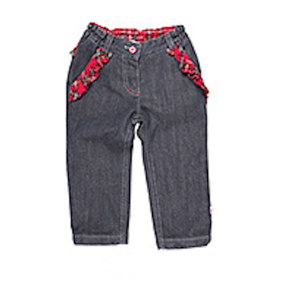 Babyhose Hose für Mädchen Winterhose gefüttert Jeans schwarz rot karo GK5b 86, 86