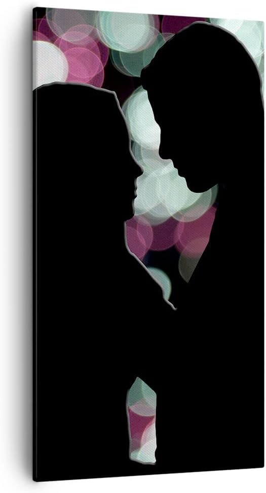 Bilder auf Leinwand 55x100cm Leinwandbild mit Rahmen Paar Liebe Beziehung Gross Wanddeko Bild Schlaf