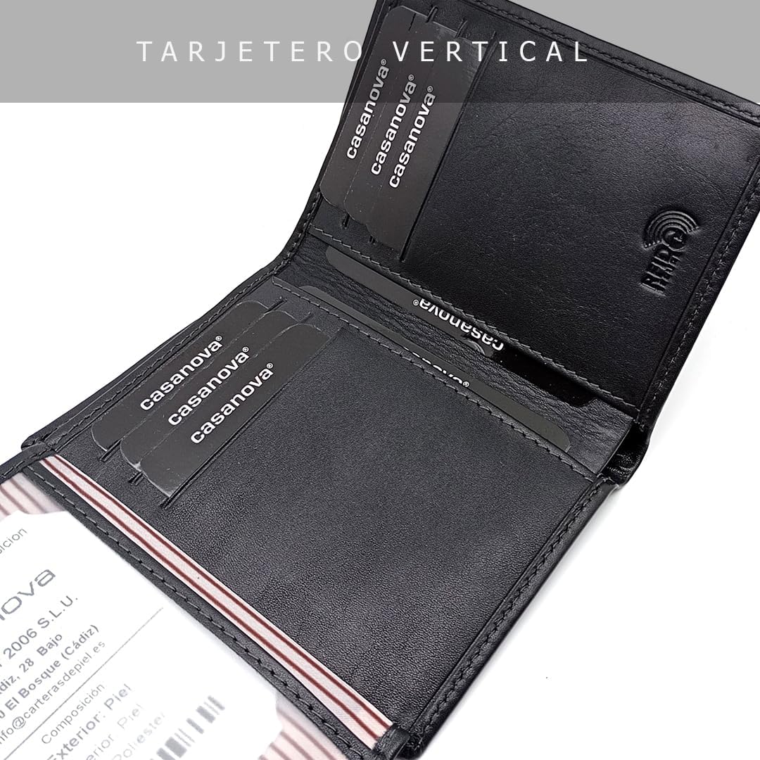 Vertikale Herren-Geldbörse | Ubrique-Haut | Geldbörse und Kartenhalter | Handgefertigt | RFID | 1007