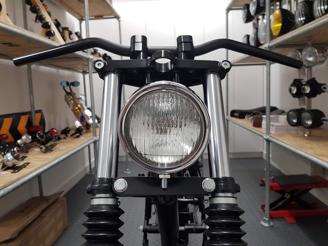 5" Frontscheinwerfer Motorrad - Schale - 12V 55W in Chrom für Projekt Massgefertigt Fahrrad