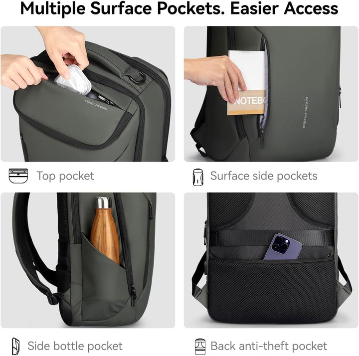 MARK RYDEN Grosse Kapazität Laptop Rucksack mit 17.3 Zoll/15.6 Zoll für Männer Multifunktionsrucksac