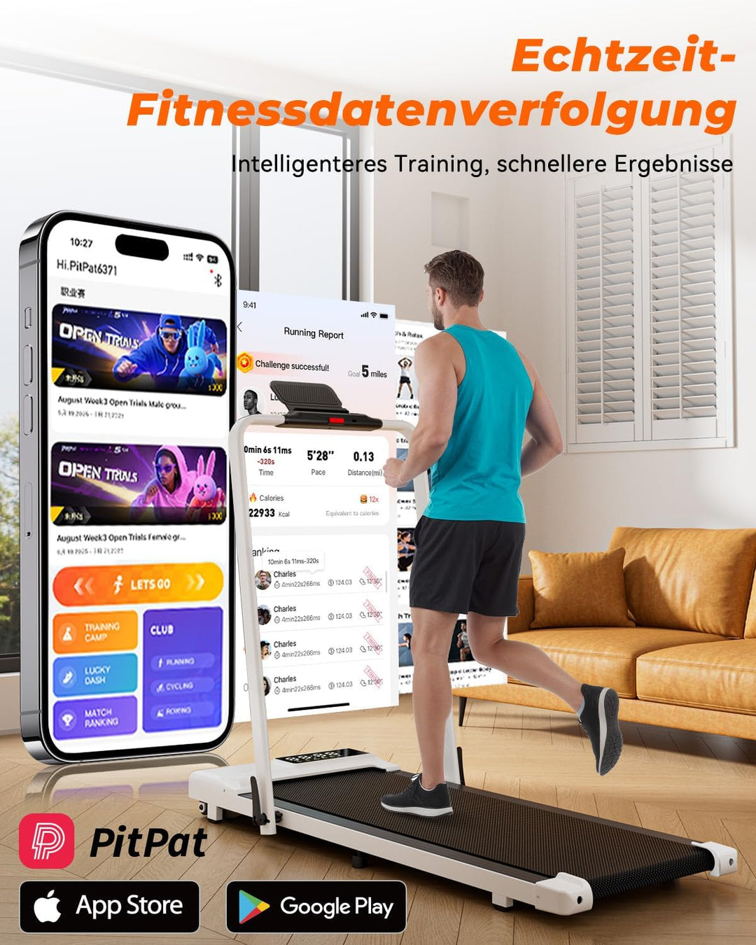 Superun Walking Pad mit Steigung 6% – Laufband für Zuhause max 6km/h & 12km/h mit App und Fernbedien
