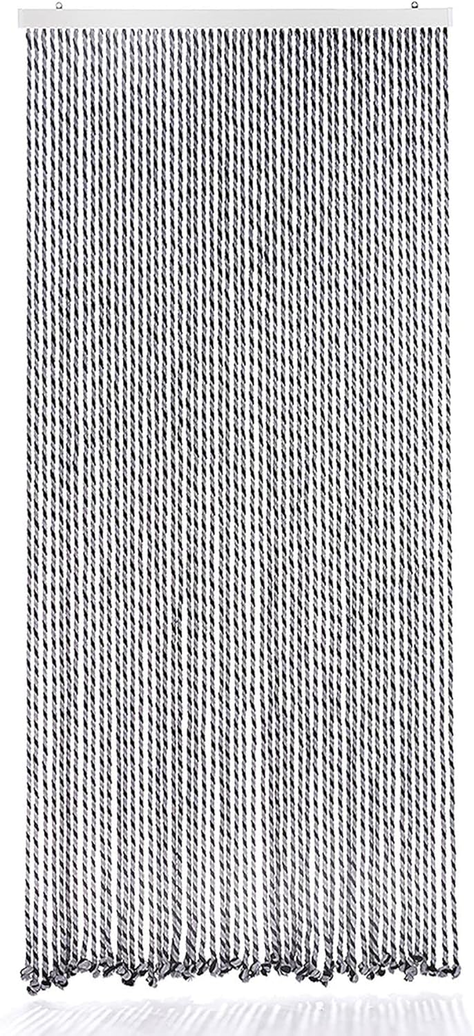 Kobolo Seilvorhang Türvorhang Black/Grey 54 Stränge Dekovorhang