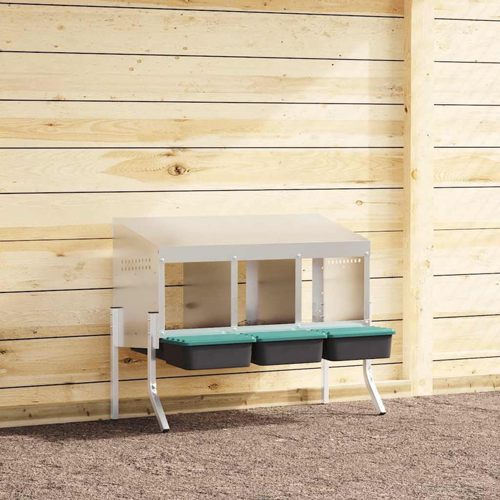 Hühner-Nistkasten mit 3 Fächern, verzinkter Stahl, höhenverstellbare Beine, für Innen- und Aussenber