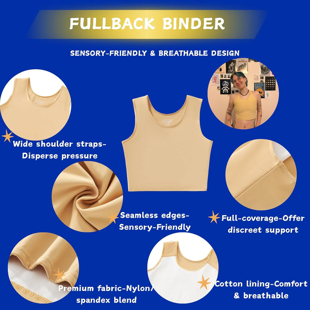 Wonababi Brustbinder für Transgender – Fullback Ultraflacher Kompressions-BH für FTM, grosse Brüste
