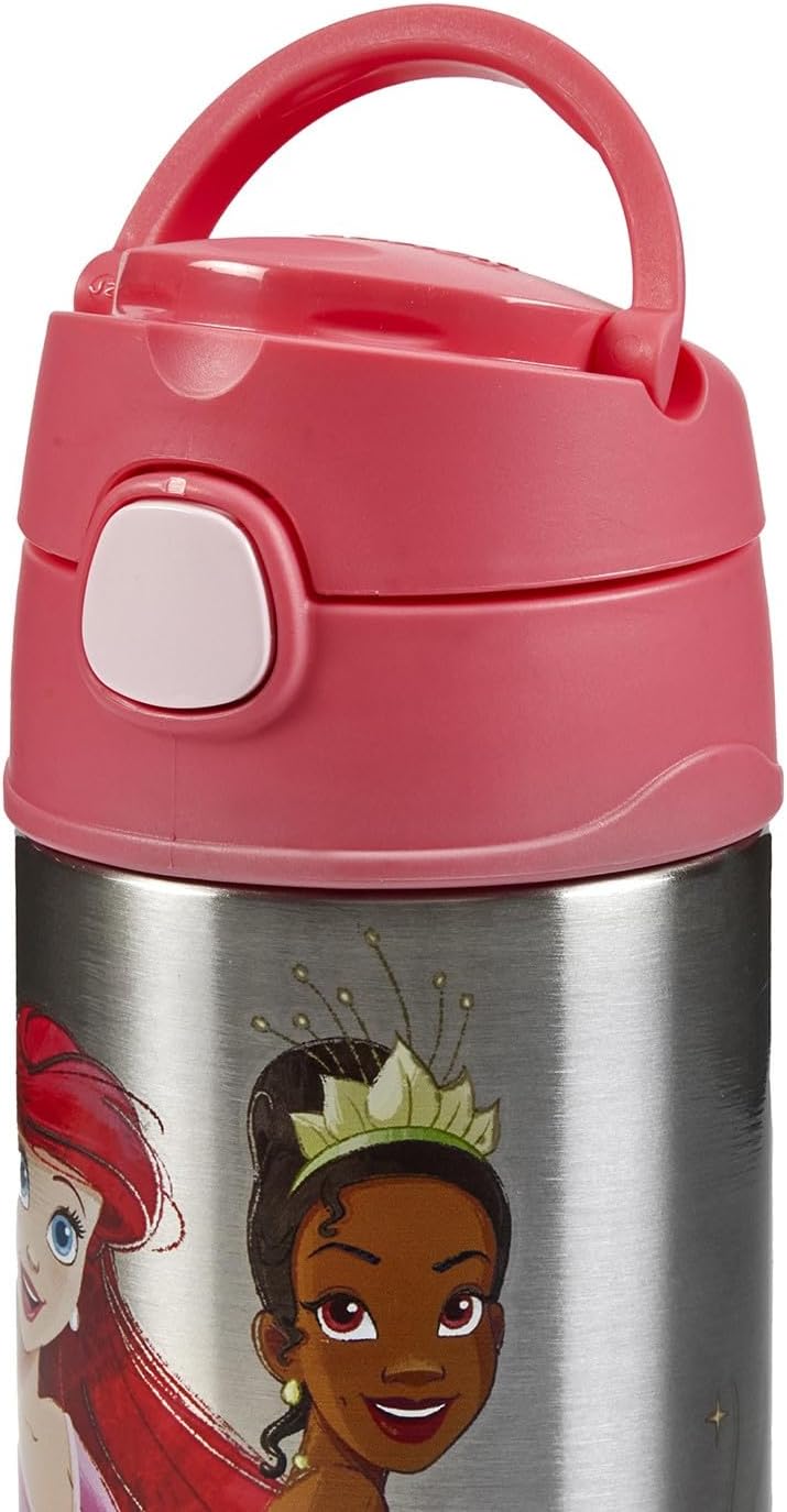 Thermos kids FUNTAINER STRAW BOTTLE DISNEY 0,35 l, Princesses, Thermoflasche Kinder aus Edelstahl mi