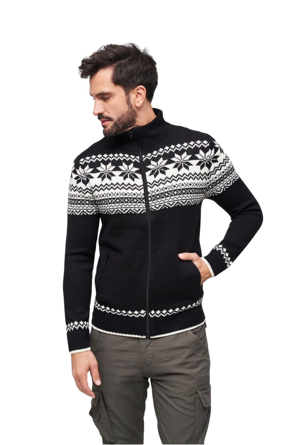 Brandit Herren Norwegian Cardigan Strickjacke L Schwarz, L Schwarz