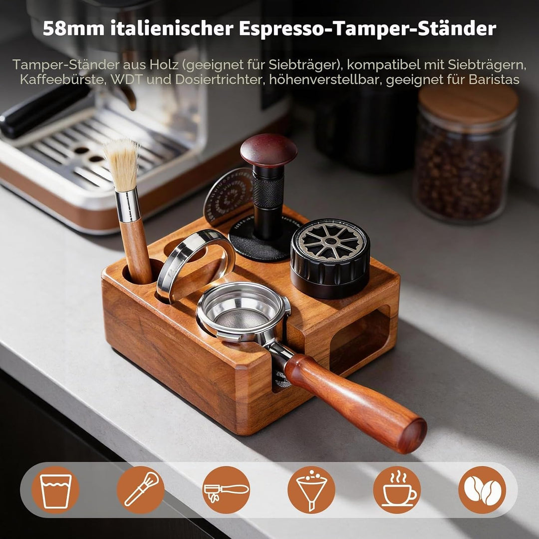 Tamperstation 58mm,Espresso-Tamperhalter,Tamperstation Holz für Siebträger,Für Siebträger, Kaffeebür