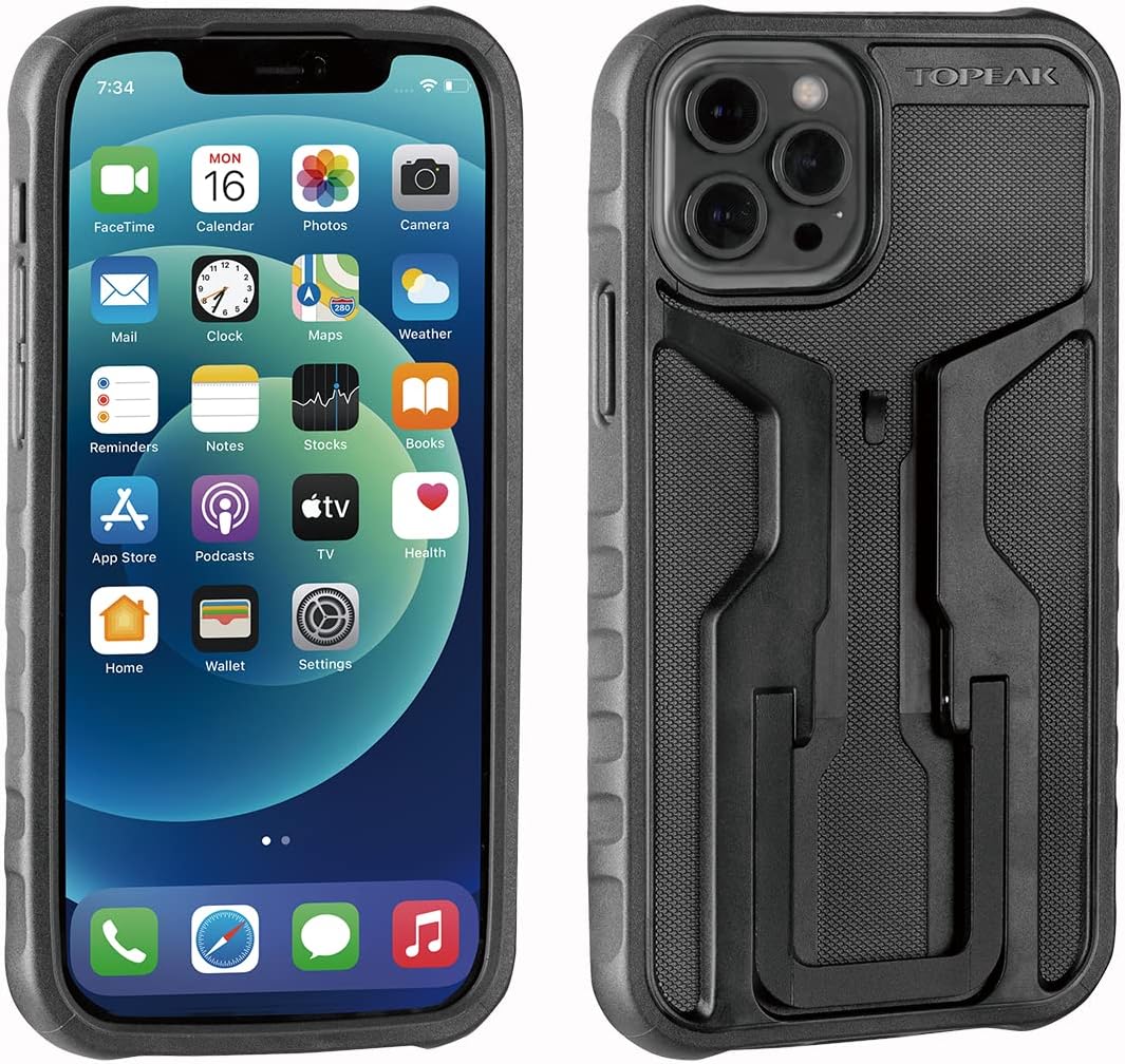 Topeak iPhone-Halterung+Case RideCase für iPhone 12 Pro Max, Black/Gray, mit Halter aus Aluminium un