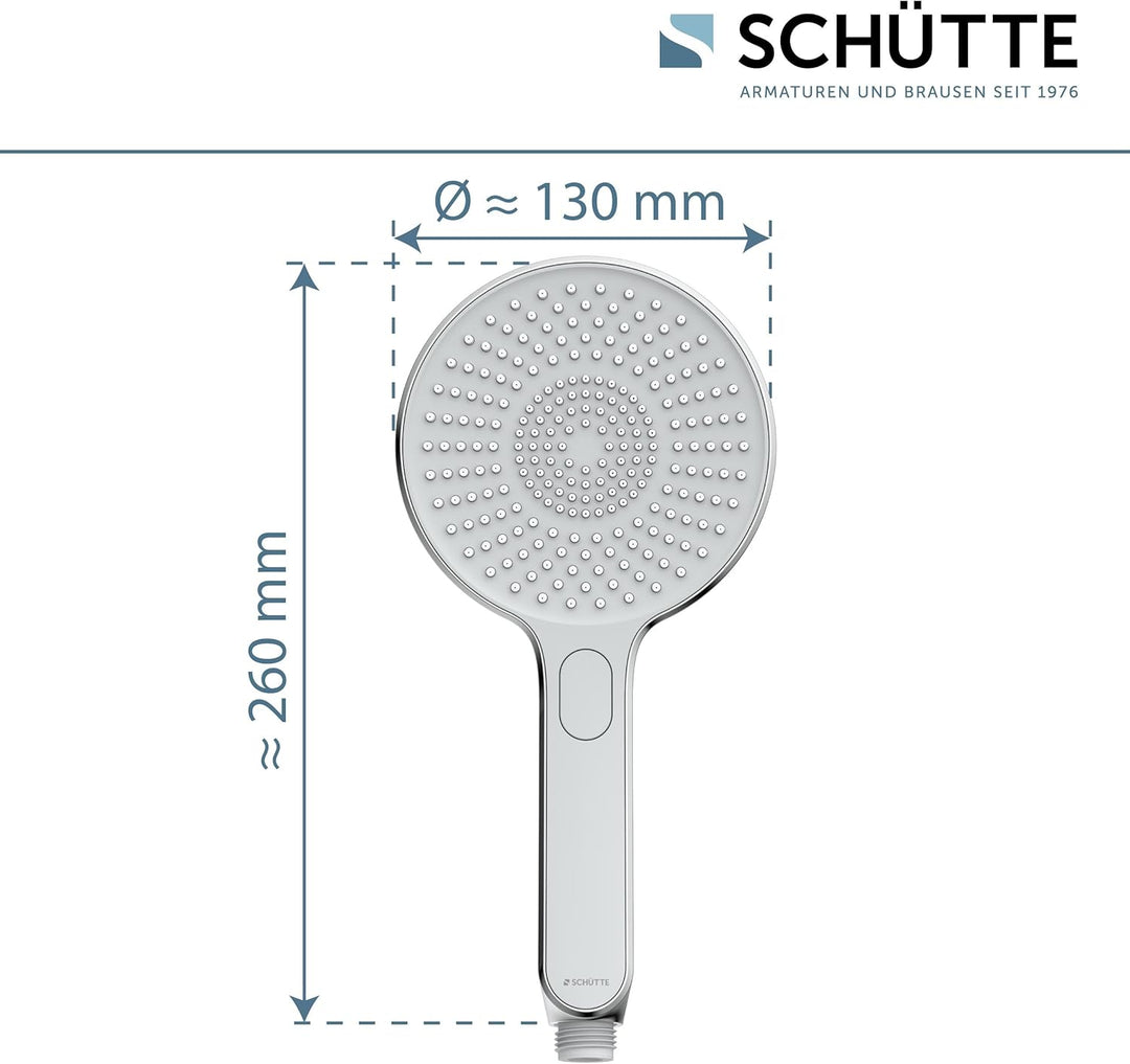 SCHÜTTE Handbrause KARIBIK mit Antikalk-Noppen | Duschkopf mit komfortablem Druckknopf und 3 einstel