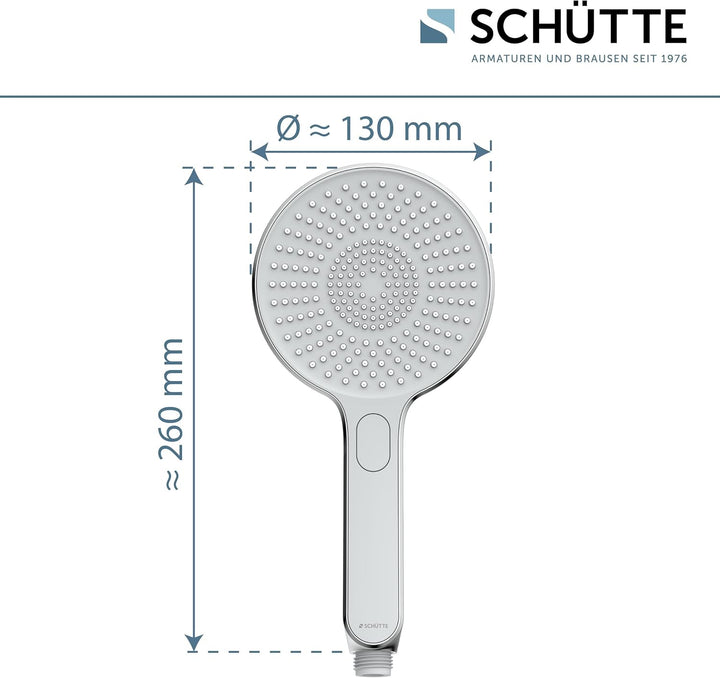 SCHÜTTE Handbrause KARIBIK mit Antikalk-Noppen | Duschkopf mit komfortablem Druckknopf und 3 einstel