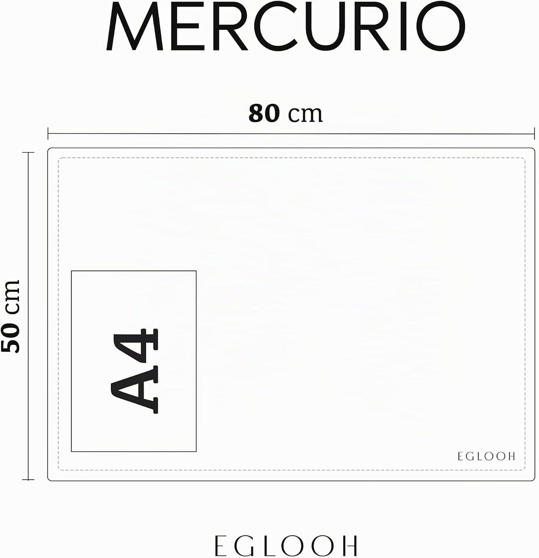 Eglooh - Mercurio - Schreibtischunterlage aus Leder Schwarz cm 80x50 - Handwerkliche Nähte und rutsc