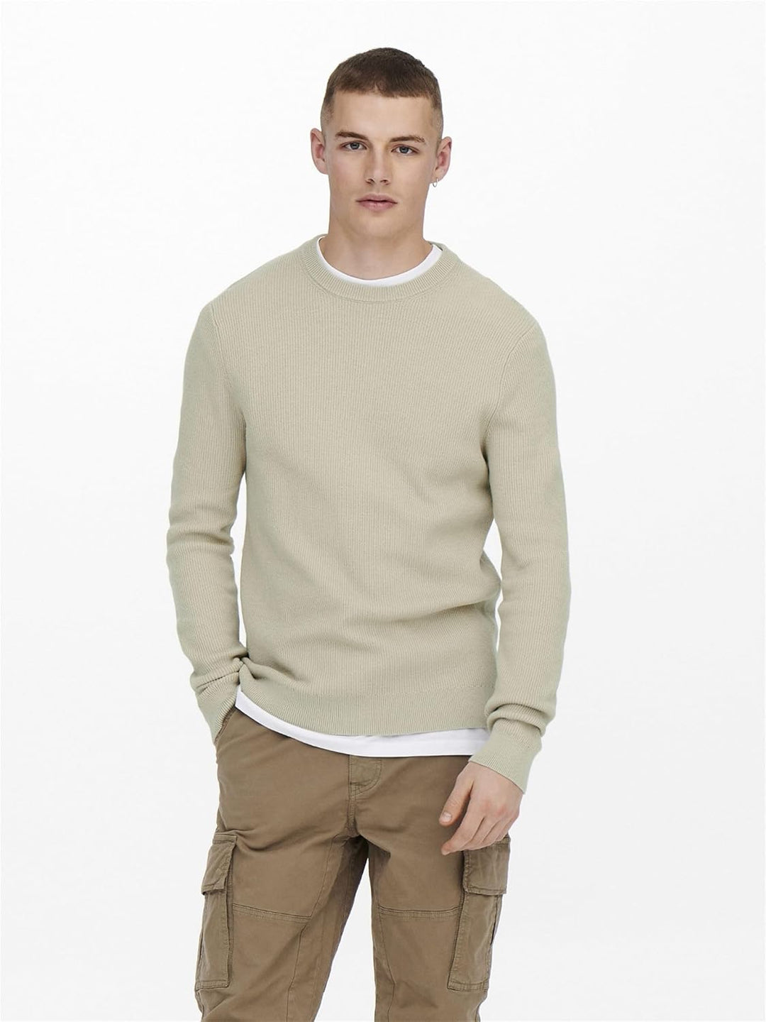 ONLY & SONS Male Strickpullover ONSPHIL Pullover XS Silver Lining, XS Silver Lining