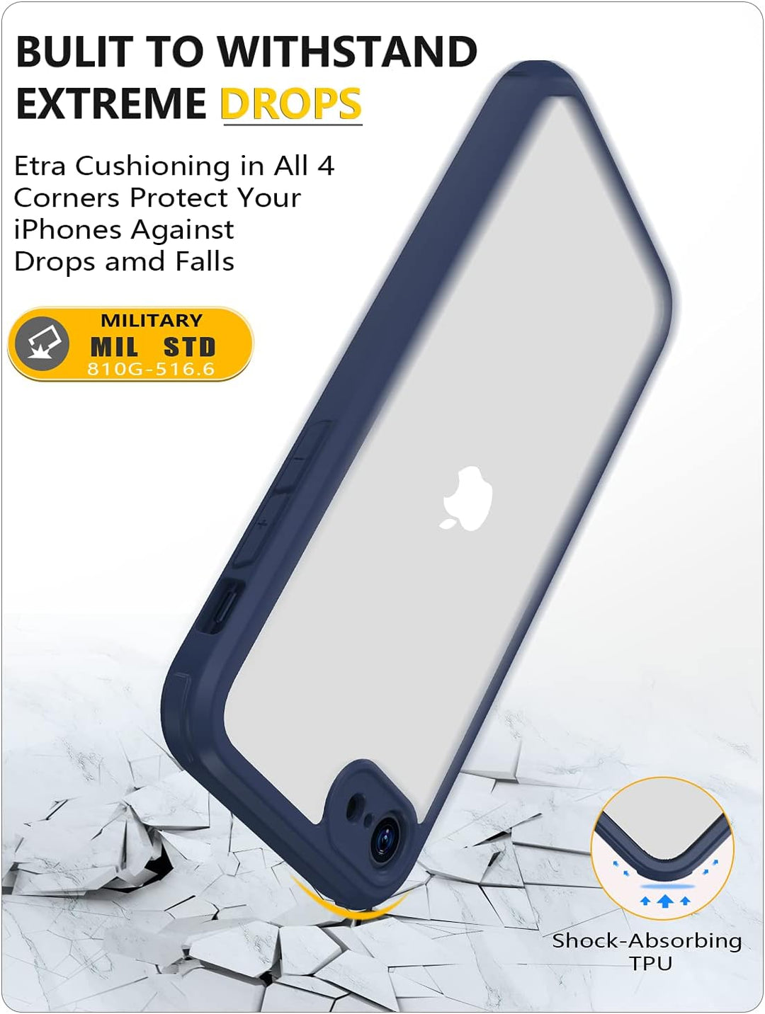 Miracase 360 Grad Hülle kompatibel mit iPhone SE 2022/ SE 2020/ iPhone 8, Ganzkörper Schutzhülle mit