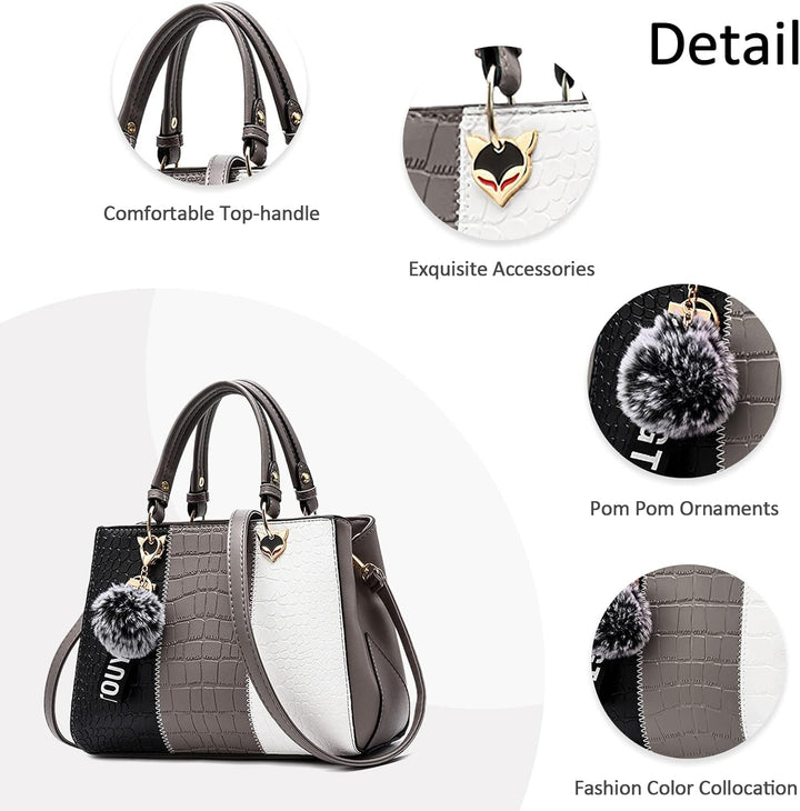 DORRISO Mode Damen Handtasche Niedliches Anhänger Umhängetasche 3 Farbkombinationen Design Handtasch