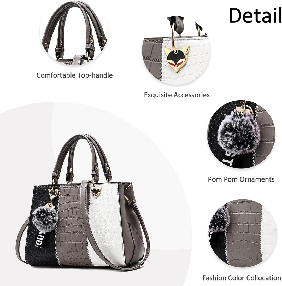 DORRISO Mode Damen Handtasche Niedliches Anhänger Umhängetasche 3 Farbkombinationen Design Handtasch