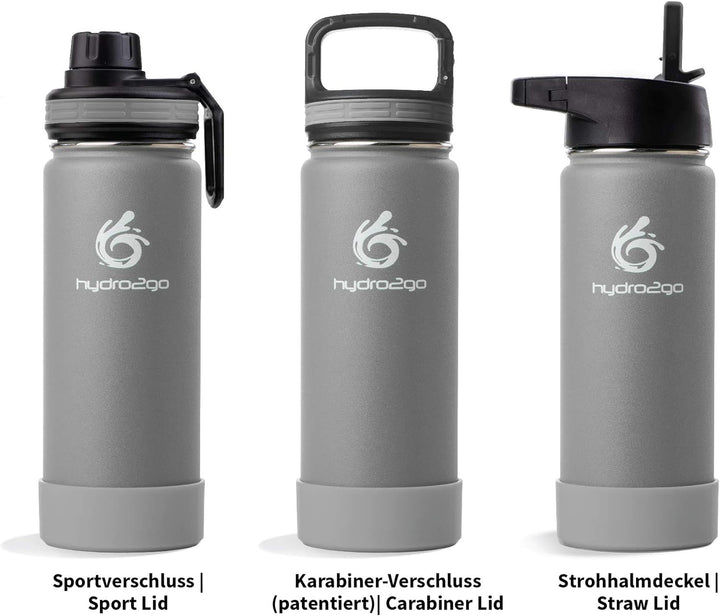 hydro2go ® Trinkflasche aus Edelstahl 500 ml / 0.5 Liter - für Kinder, Schule, Sport, Fitness & Outd