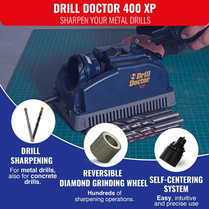 Tivoly Drill Doctor 400 Bohrerschärfgerät, für Bohrer mit 2,5 bis 13 mm, Schärfung bis zu einem Spit