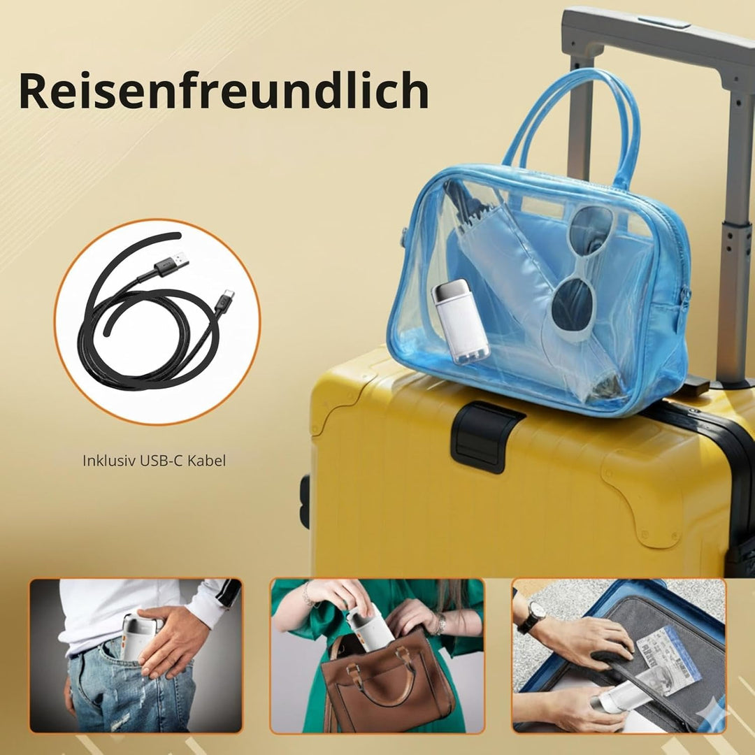 Munddusche IPX7, 250ml Tank, 5 Düsen, USB-C, 4 Leistungsmodi 35–140PSI mit Speicherfunktion, 45Tage