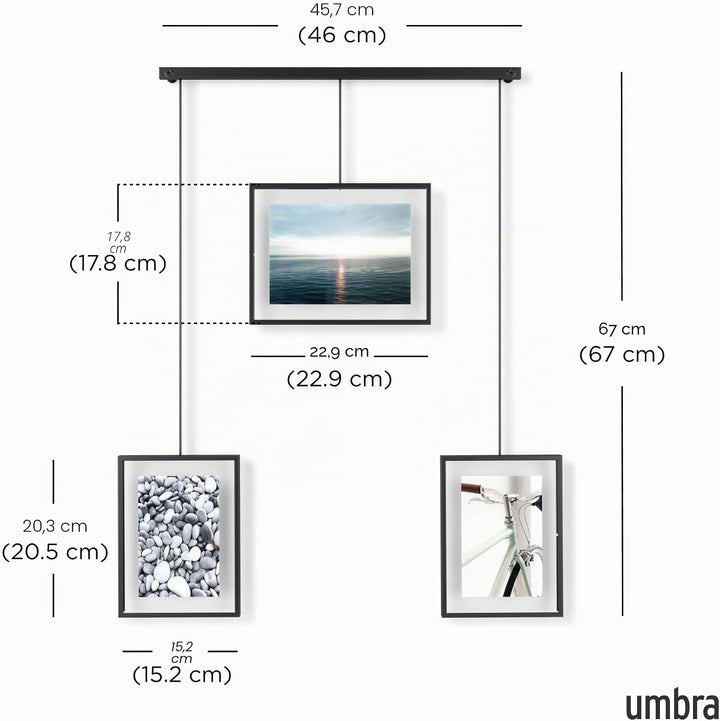 Umbra Exhibit Foto Collage Bilderrahmen – Flexibles Bilderrahmen-Set zur Horizontalen und Diagonalen