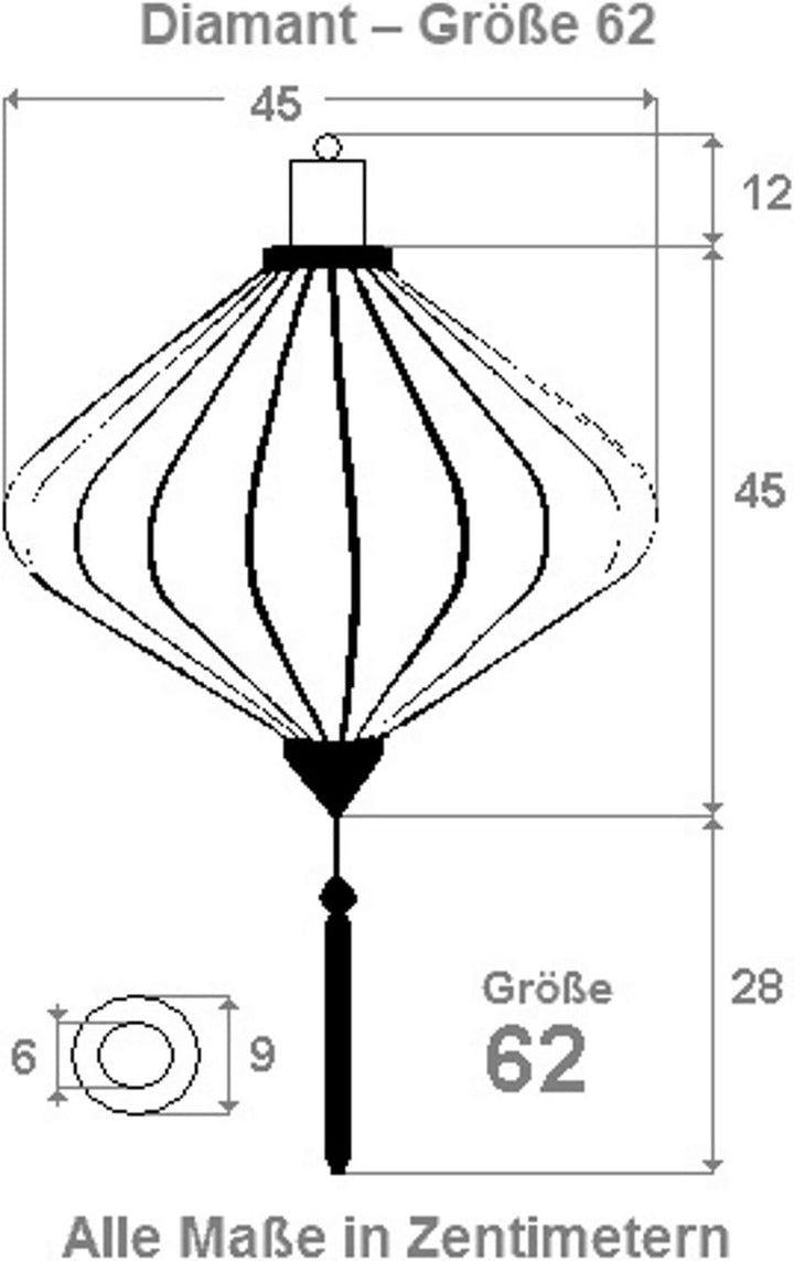 Lampionsenzo Vietnamesische Seide Lampion Diamant Gelb by