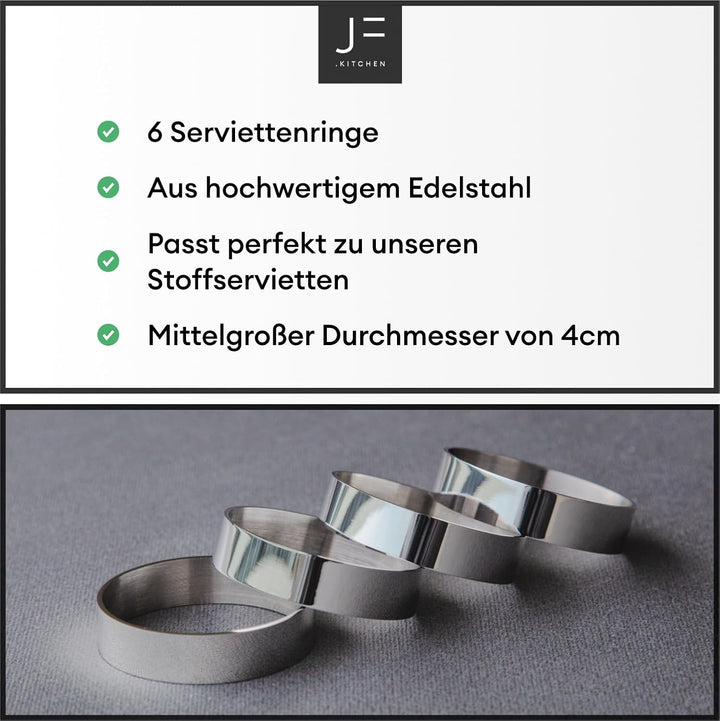 NEU: 6 Serviettenringe aus hochwertigem Edelstahl Ø - 4cm (Silber, glänzend)